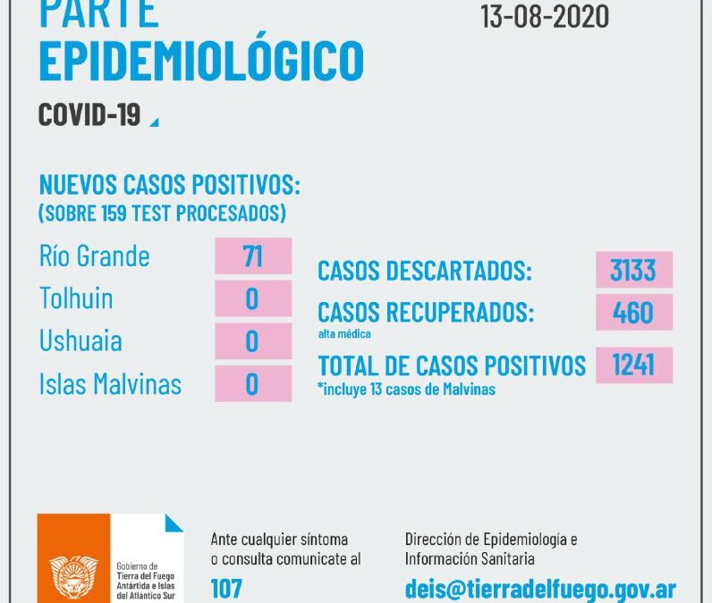 PARTE DIARIO EPIDEMIOLÓGICO COVID-19 AL 13 DE AGOSTO DEL 2020